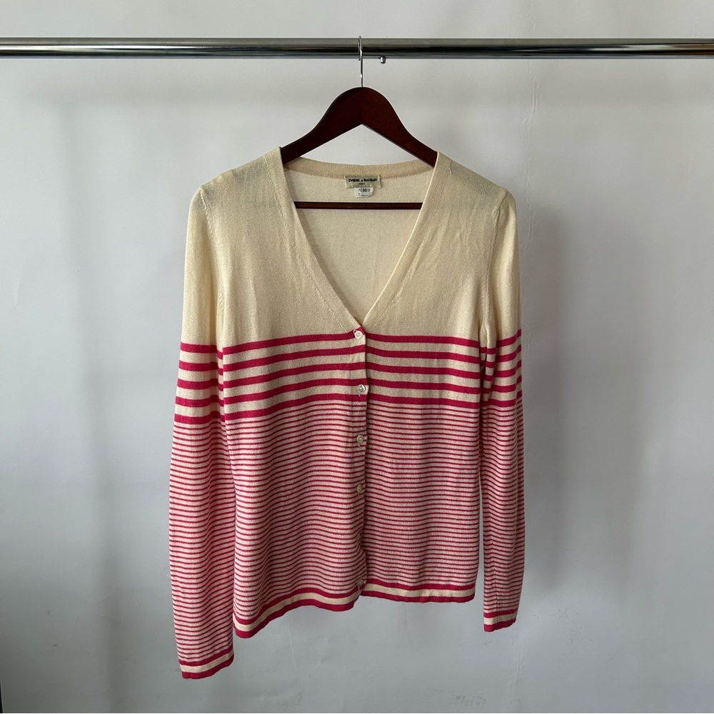 VTG 80s Ivoire de Balmain Paris Striped Cardigan & Cami Set | Silk Cashmere M - Picture 7 of 14